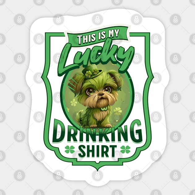 Cuty Doggy Lucky Drinking Shirt Sticker by SkullTroops